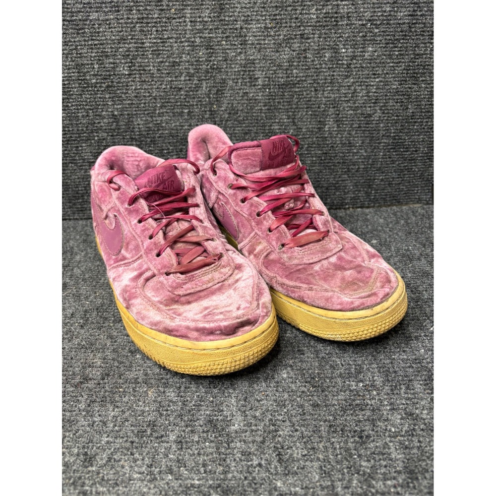 Nike Air Force 1 Low Bordeaux Velvet Gum Sole Sneakers 849345-601 Size 6.5Y 8W